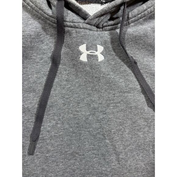 Under Armour ColdGear Hoodie Men’s Small Gray Pullover Fleece Kangaroo Pocket - Picture 2 of 5